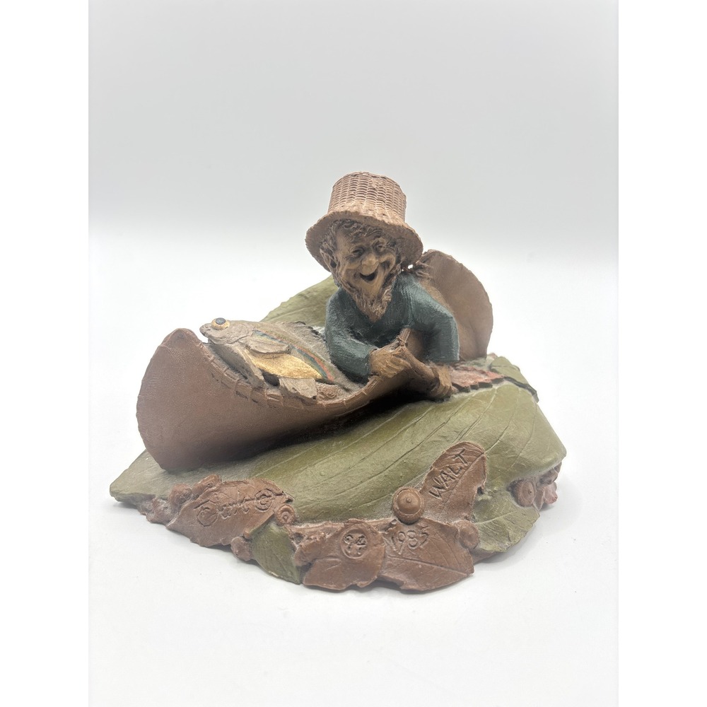 Tom Clark Gnome Walt Figurine 1987 Cairn Studio Canoe Fishing Resin Statue 5121